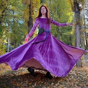MEDIEVAL DRESS RENFAIRE LARP SCA GARB RENAISSANCE MAXI DANCING VELVET PURPLE